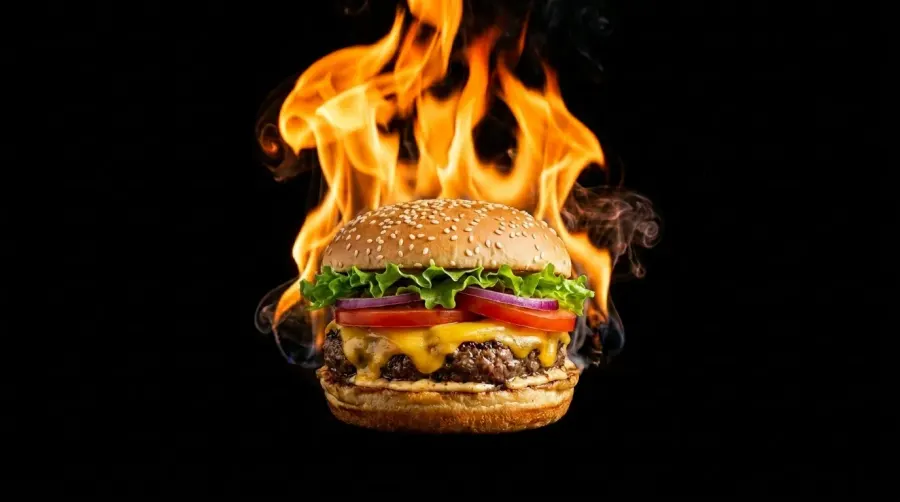 Flame-grilled burger at Bucknall Express
