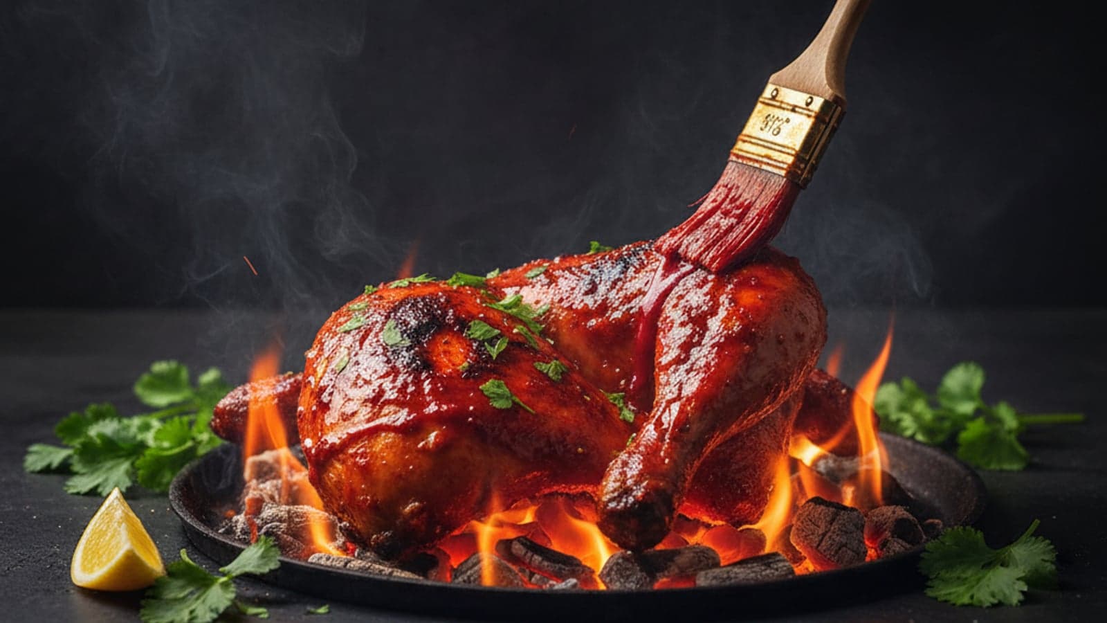 Halal peri peri chicken being grilled to order at Bucknall Express in Stoke-on-Trent